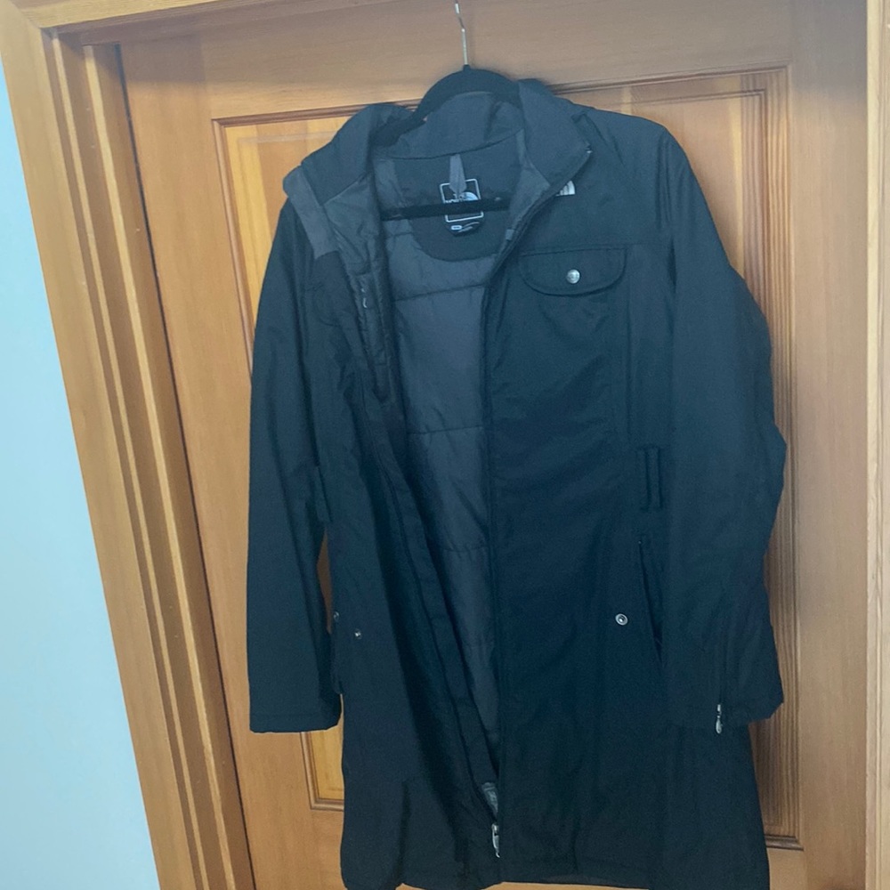 Black Northface rain coat